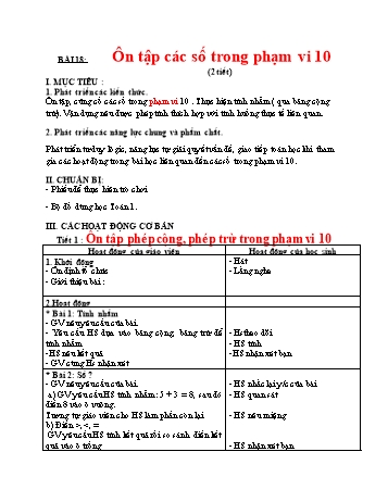 Giáo án Toán Lớp 1 (Kết nối tri thức) - Bài 18: Ôn tập các số trong phạm vi 10 (2 tiết)