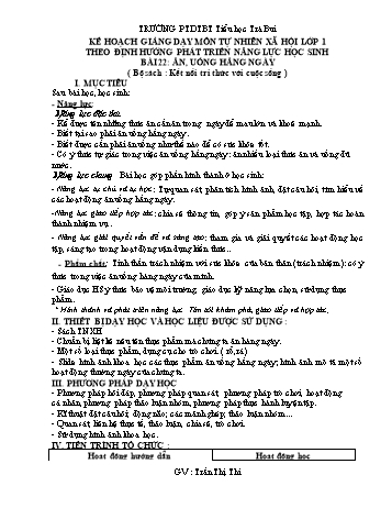 Giáo án Tự nhiên xã hội 1 - Bài 22: Ăn, uống hằng ngày (Sách Kết nối tri thức) - Trần Thị Thi