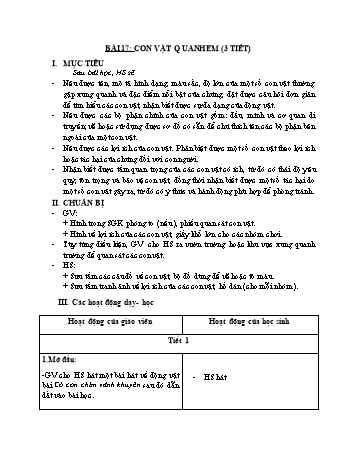 Giáo án Tự nhiên xã hội Lớp 1 (Kết nối tri thức) - Bài 17: Con vật quanh em (3 tiết)