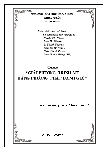 Sáng kiến kinh nghiệm Giải phương trình mũ bằng phương pháp đánh gia Sáng kiến kinh nghiệm Giải phương trình mũ bằng phương pháp đánh gia