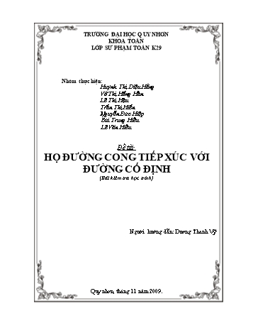 Sáng kiến kinh nghiệm Họ đường cong tiếp xúc với một đường cố định