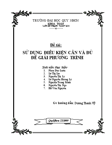 Sáng kiến kinh nghiệm Phương pháp sử dụng điều kiện cần và đủ để giải phương trình