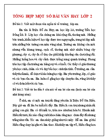 Tổng hợp một số bài văn hay Lớp 2