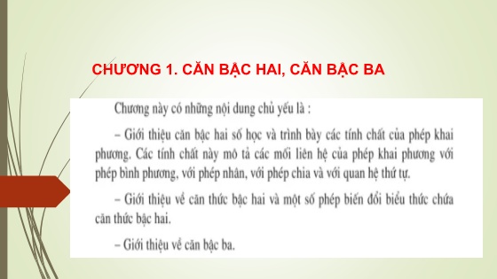 Bài giảng Đại số Lớp 9 - Chương 1: Căn bậc hai, căn bậc ba - Bài 1: Căn bậc hai