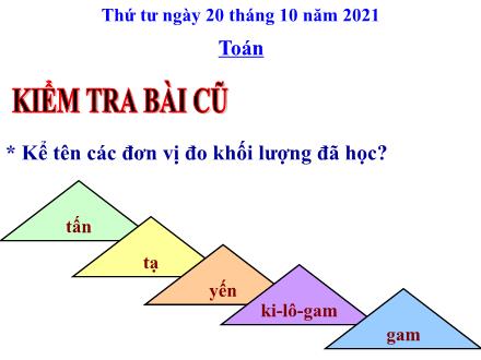 Bài giảng Toán Lớp 4 - Tuần 4, Bài: Bảng đơn vị đo khối lượng - Năm học 2021-2022