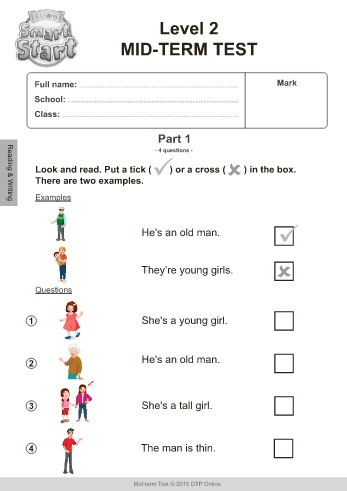 Bài ôn tập Tiếng Anh Lớp 3 (i-Learn Smart Start) - Level 2 Mid-term test