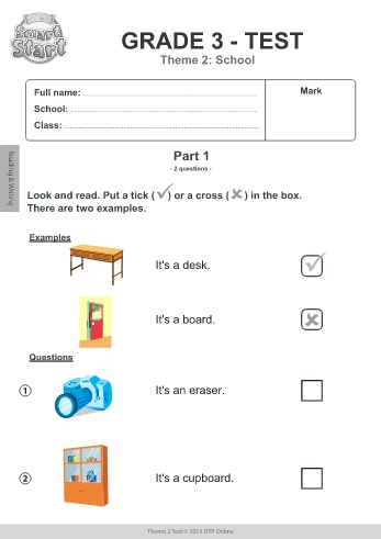 Bài tập ôn Tiếng Anh Lớp 3 (i-Learn Smart Start) - Theme 2: School