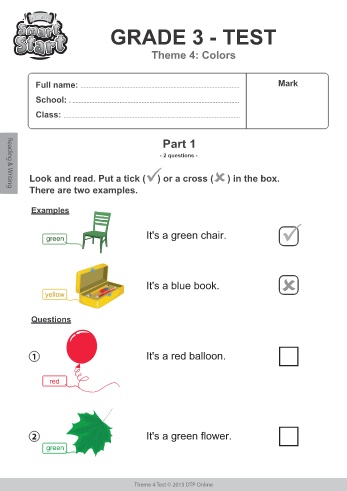 Bài tập ôn Tiếng Anh Lớp 3 (i-Learn Smart Start) - Theme 4: Colors
