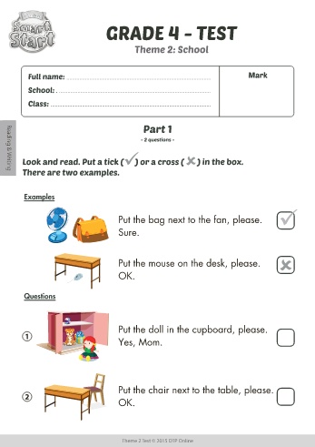 Bài tập ôn Tiếng Anh Lớp 4 (i-Learn Smart Start) - Theme 2: School