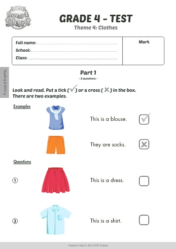 Bài tập ôn Tiếng Anh Lớp 4 (i-Learn Smart Start) - Theme 4: Clothes