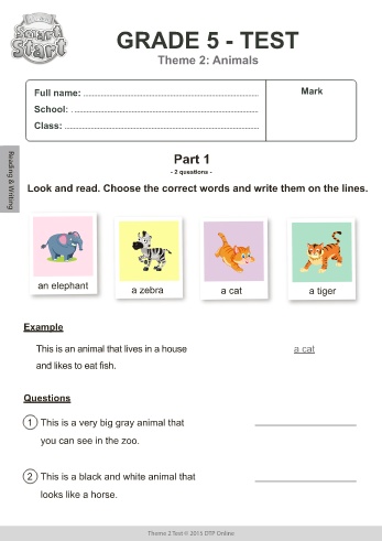 Bài tập ôn Tiếng Anh Lớp 5 (i-Learn Smart Start) - Theme 2: Animals