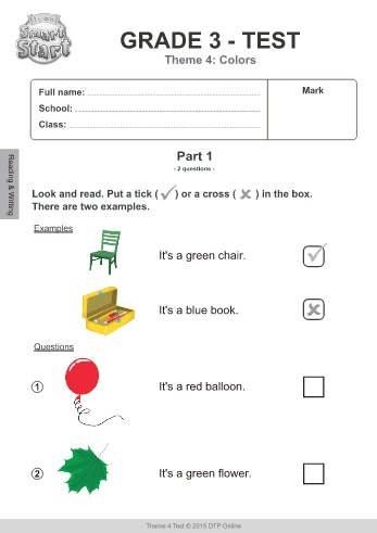 Bài tập Tiếng Anh Lớp 3 (i-Learn Smart Start) - Tuần 15, Theme 4: Colors - Năm học 2021-2022