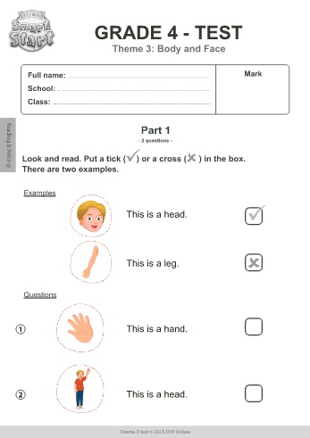 Bài tập Tiếng Anh Lớp 4 (i-Learn Smart Start) - Tuần 11, Theme 3: Body and Face - Năm học 2021-2022