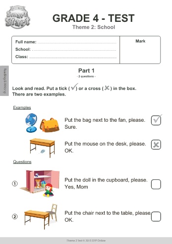 Bài tập Tiếng Anh Lớp 4 (i-Learn Smart Start) - Tuần 8, Theme 2: School - Năm học 2021-2022